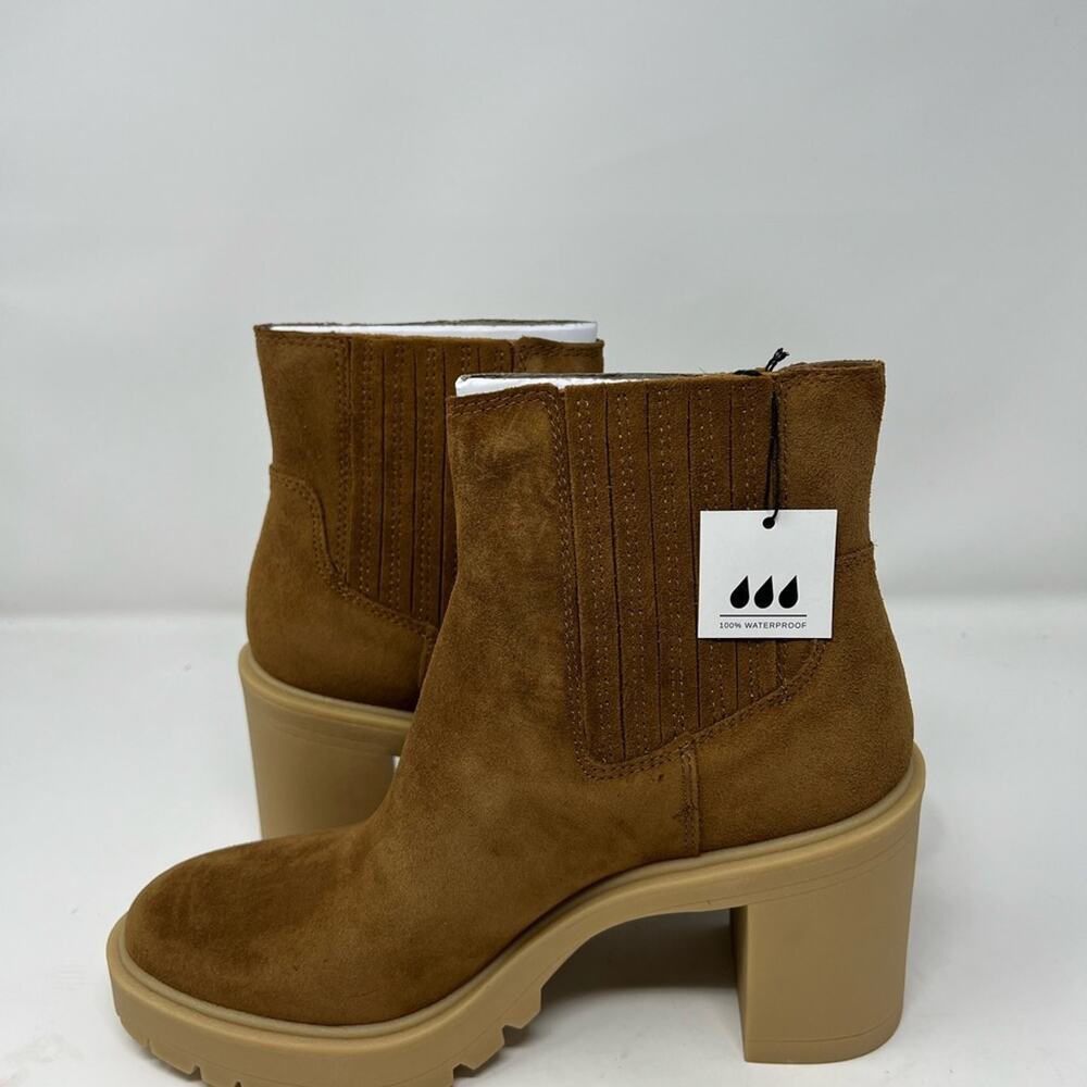 Dolce Vita Caster H2O Booties Camel Heeled Boot Suede Maximalist NIB 9 - Picture 6 of 6